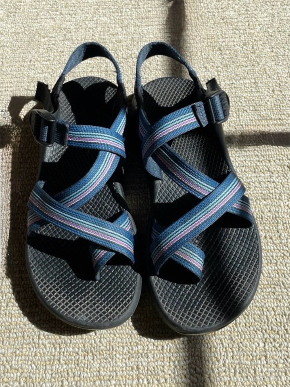 Chaco Women's Strappy Sport Sandals Blue & Purple Stripes